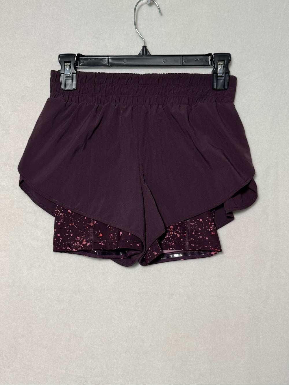Athleta HIIT It 2-In-1 Printed Running Shorts Purple Women Sz XS